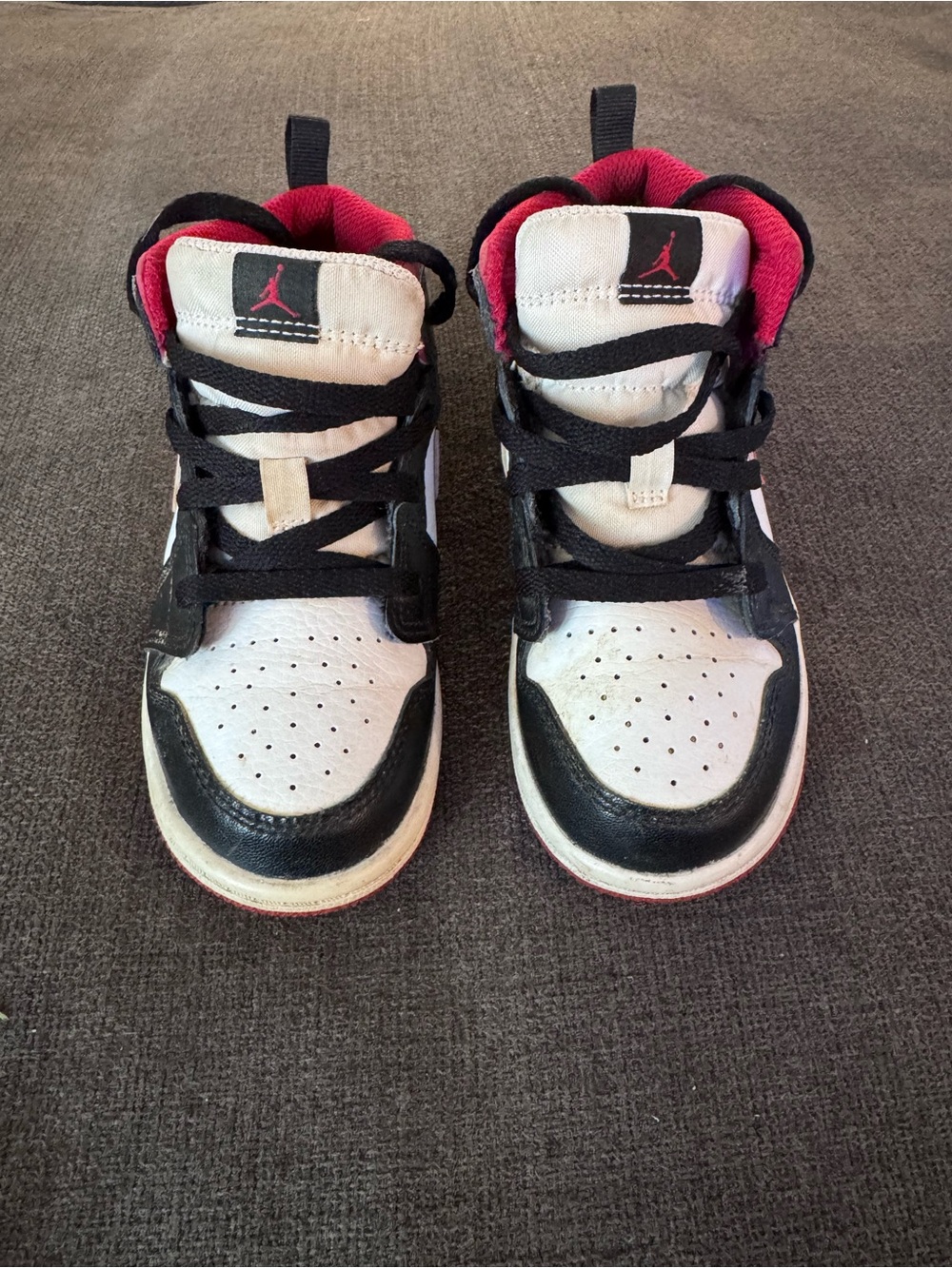 Kids' Black & White High-Top Sneakers with Pink Accents